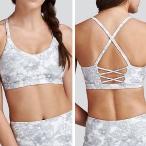 GLYDER NWT BELLE SPORTS BRA WHITE SPRING GARDEN PRINT GRAY WHITE XS